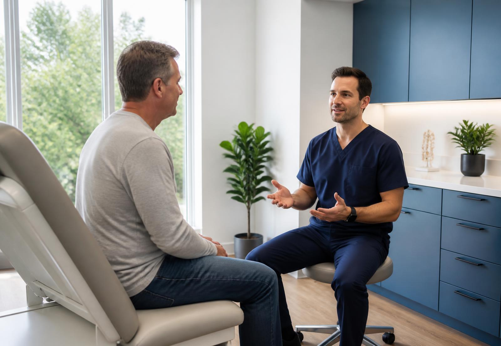 Hall Medical physician consulting with a patient in a San Antonio clinic room